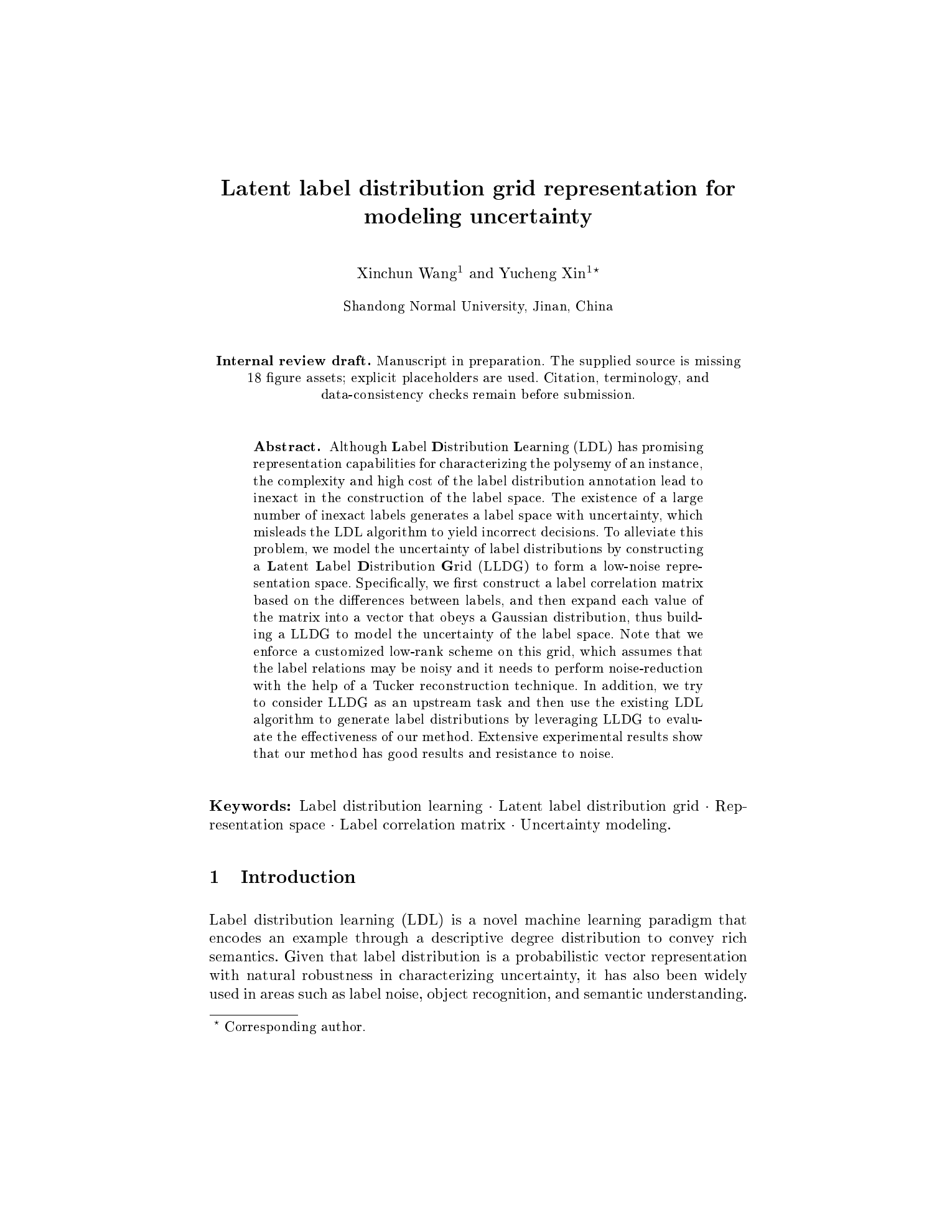 First-page preview of the latent label distribution manuscript